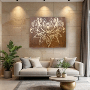 Mandala Metal on Wood Composite Wall Art