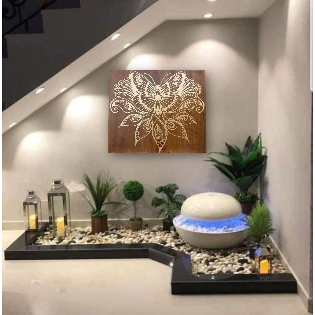 Mandala Metal on Wood Composite Wall Art