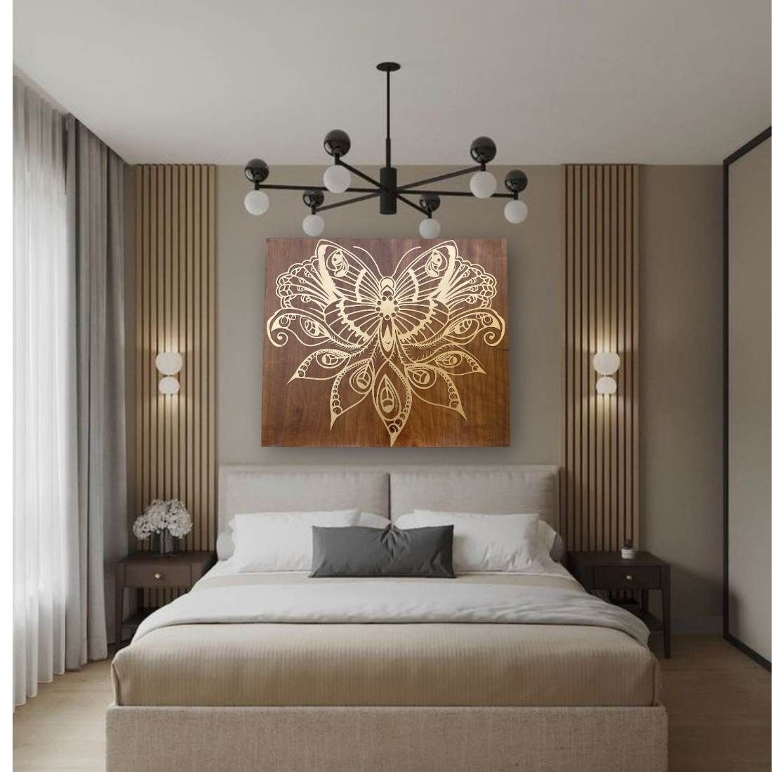 Mandala Metal on Wood Composite Wall Art