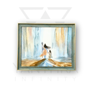 Eternal Walk – Handmade Shiva with Child Parvati Texture Art