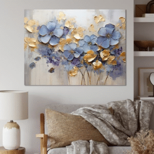 Handcrafted Texture Art – Golden Bloom Elegance