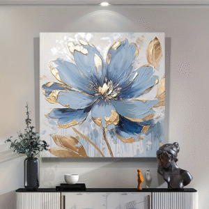 Handcrafted Texture Art – Majestic Blue Bloom