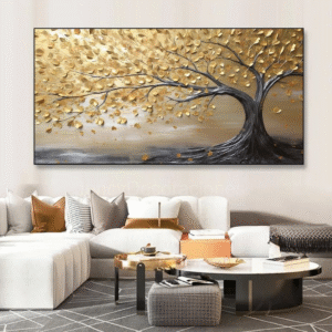 Handcrafted Texture Art – Golden Breeze Tree
