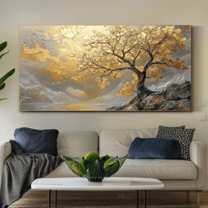 Handcrafted Texture Art – Golden Breeze Tree