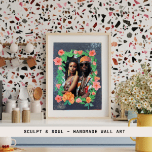 Custom Hand-Sculpted Photo Art Frame – Personalized Wall Décor with Floral Design