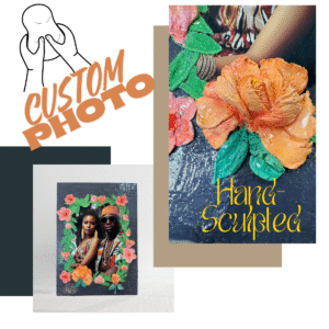 Custom Hand-Sculpted Photo Art Frame – Personalized Wall Décor with Floral Design
