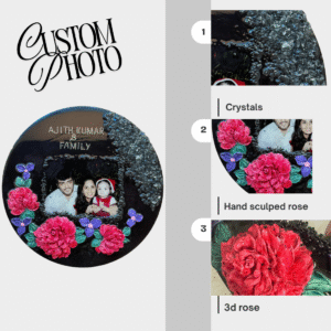 Crystal Accent Round Hand-Sculpted Photo Frame – Luxury Personalized Wall Art