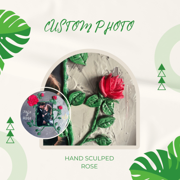 Floral Round Hand-Sculpted Photo Frame – Romantic Personalized 3D Wall Décor