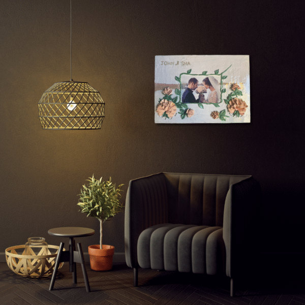 Floral Hand-Sculpted Custom Photo Art Frame – Personalized 3D Flower Wall Décor