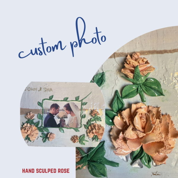 Floral Hand-Sculpted Custom Photo Art Frame – Personalized 3D Flower Wall Décor