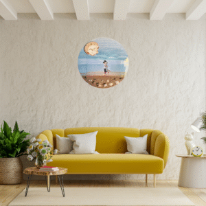 Custom Ocean Theme Round Hand-Sculpted Photo Frame – Personalized Wall Décor