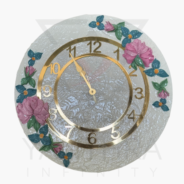 Floral Hand-Sculpted Wall Clock – Elegant 3D Rose Design for Home Décor
