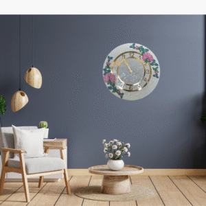 Floral Hand-Sculpted Wall Clock – Elegant 3D Rose Design for Home Décor