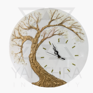 Tree of Life Hand-Sculpted Wall Clock – Golden Artistic 3D Wall Décor
