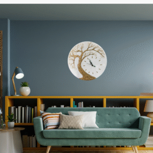 Tree of Life Hand-Sculpted Wall Clock – Golden Artistic 3D Wall Décor