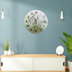 Nature-Inspired Hand-Sculpted Wall Clock – Botanical 3D Green Design