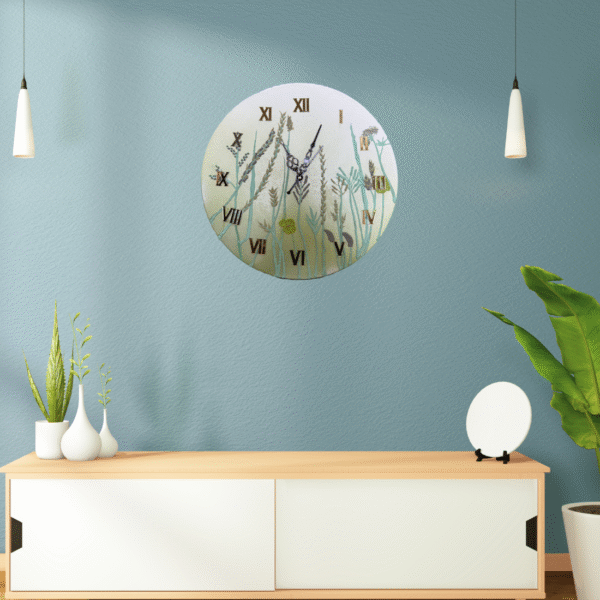 Nature-Inspired Hand-Sculpted Wall Clock – Botanical 3D Green Design