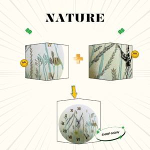 Nature-Inspired Hand-Sculpted Wall Clock – Botanical 3D Green Design
