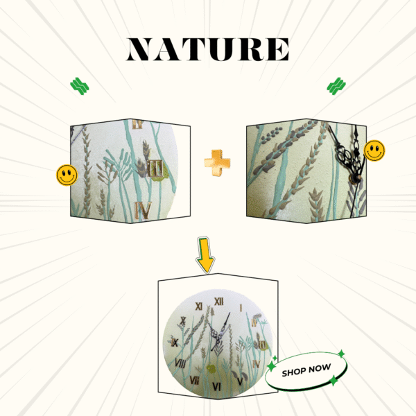 Nature-Inspired Hand-Sculpted Wall Clock – Botanical 3D Green Design