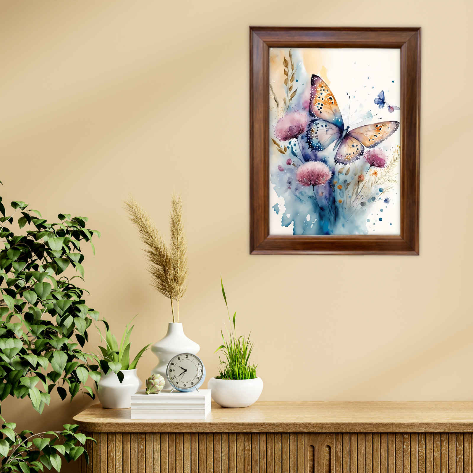 Graceful Butterfly – Blooming Floral Art Frame