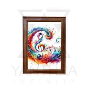 Musical Notes Wall Art Frame – Colorful Treble Clef Painting for Home & Studio Décor
