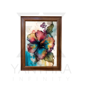 Hibiscus Flower Wall Art Frame – Colorful Floral Painting for Home Décor