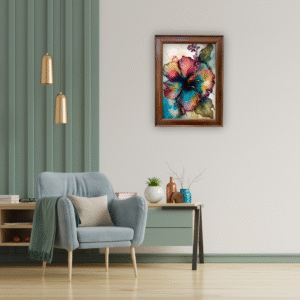 Hibiscus Flower Wall Art Frame – Colorful Floral Painting for Home Décor