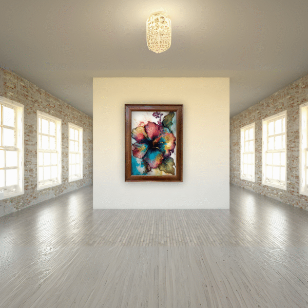 Hibiscus Flower Wall Art Frame – Colorful Floral Painting for Home Décor