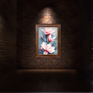Magnolia Flower Wall Art Frame – Elegant Floral Painting for Home Décor