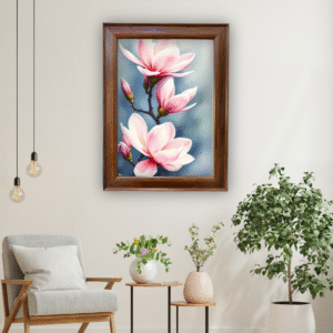 Magnolia Flower Wall Art Frame – Elegant Floral Painting for Home Décor