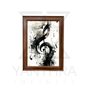 Black & White Treble Clef Wall Art Frame – Musical Notes Abstract Painting