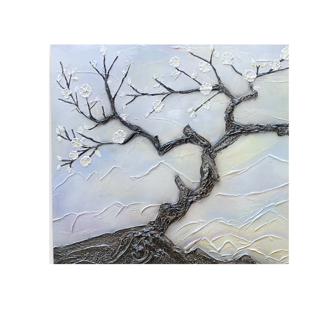 “Blossom Serenity – Textured Tree Wall Art”