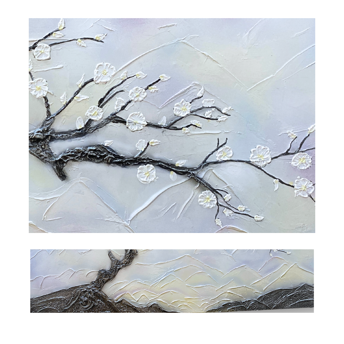 “Blossom Serenity – Textured Tree Wall Art”