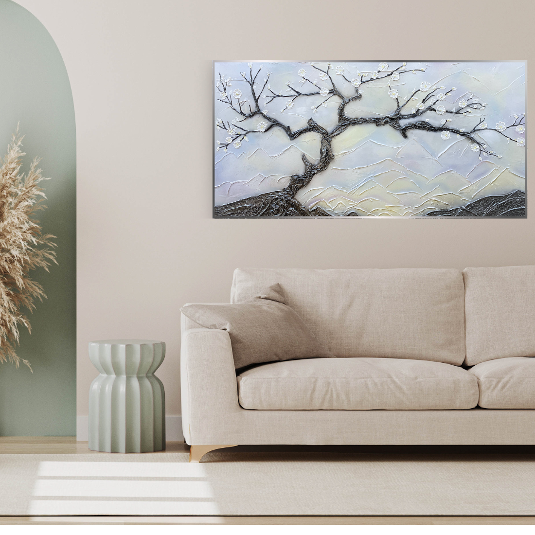 “Blossom Serenity – Textured Tree Wall Art”