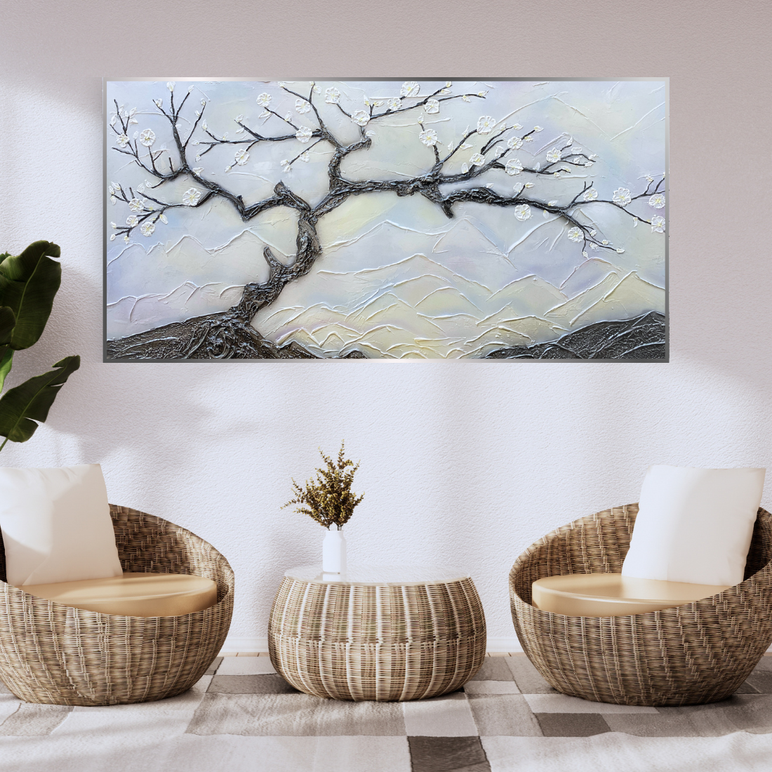 “Blossom Serenity – Textured Tree Wall Art”