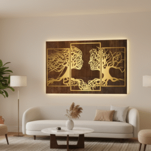 Eternal Bond – Couple Tree Metal Wall Art (3-Piece Panel)
