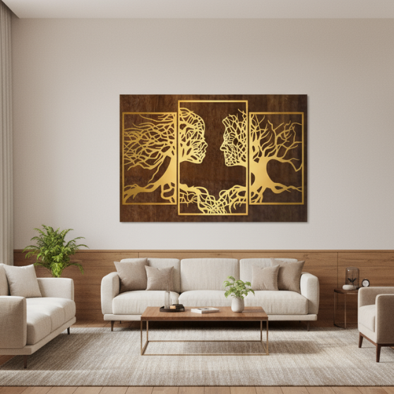 Eternal Bond – Couple Tree Metal Wall Art (3-Piece Panel)