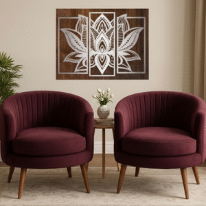 Lotus Mandala 3-Panel Metal Wall Art – Silver Finish